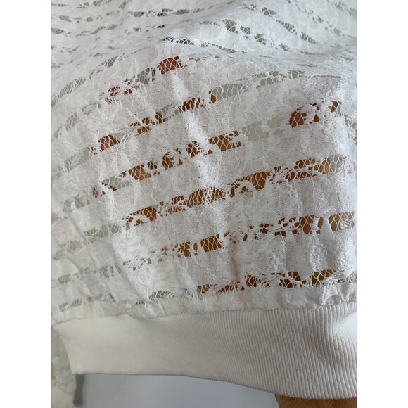 BCBGMAXAZRIA S Kasen White Lace Bomber Jacket  Zip Blend NWT $198 8043 - Picture 10 of 15